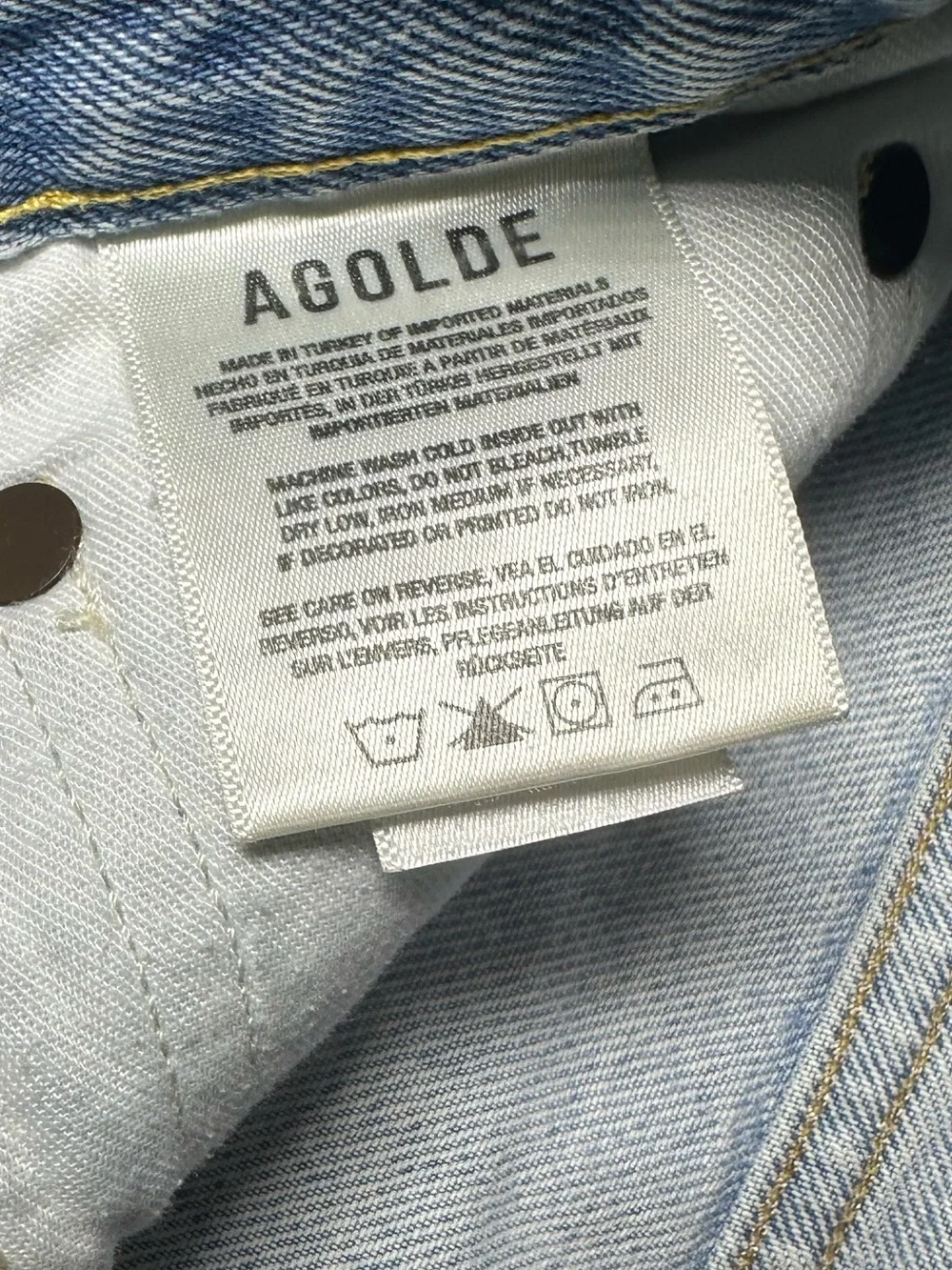 New AGOLDE Parker Long Distressed Denim Shorts Light Wash 100% Cotton